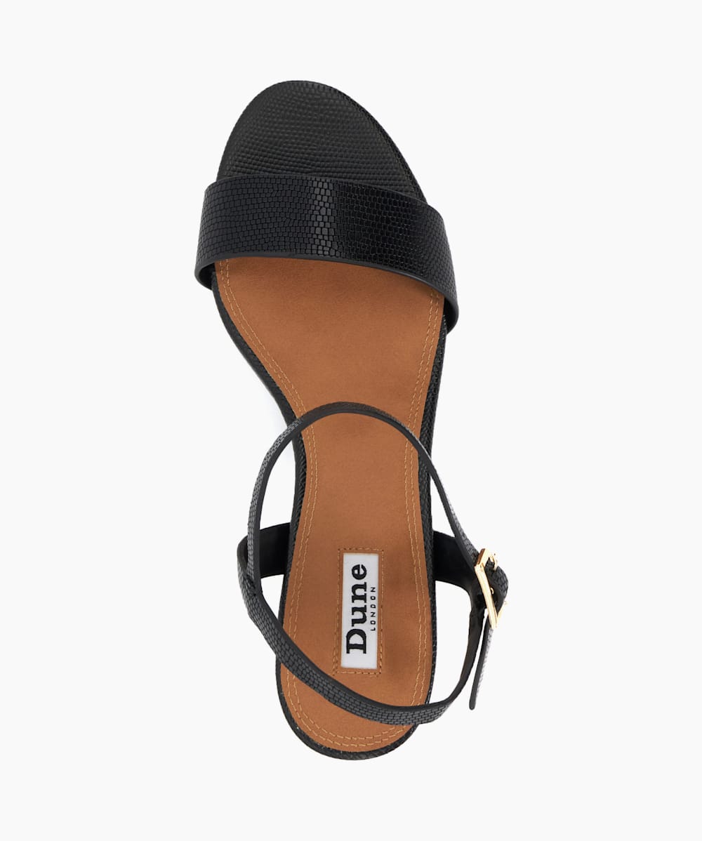 Jelly Black Leather Block Heeled Sandals Dune London